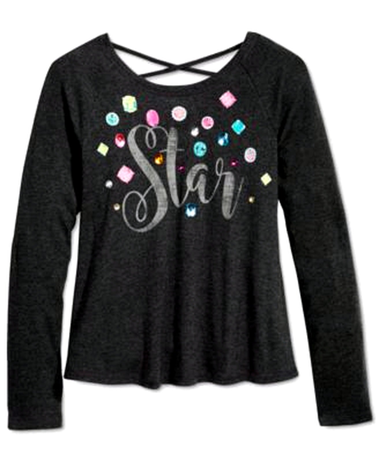 Kandy Kiss Long-Sleeve Graphic-Print T-Shirt Washed Grey