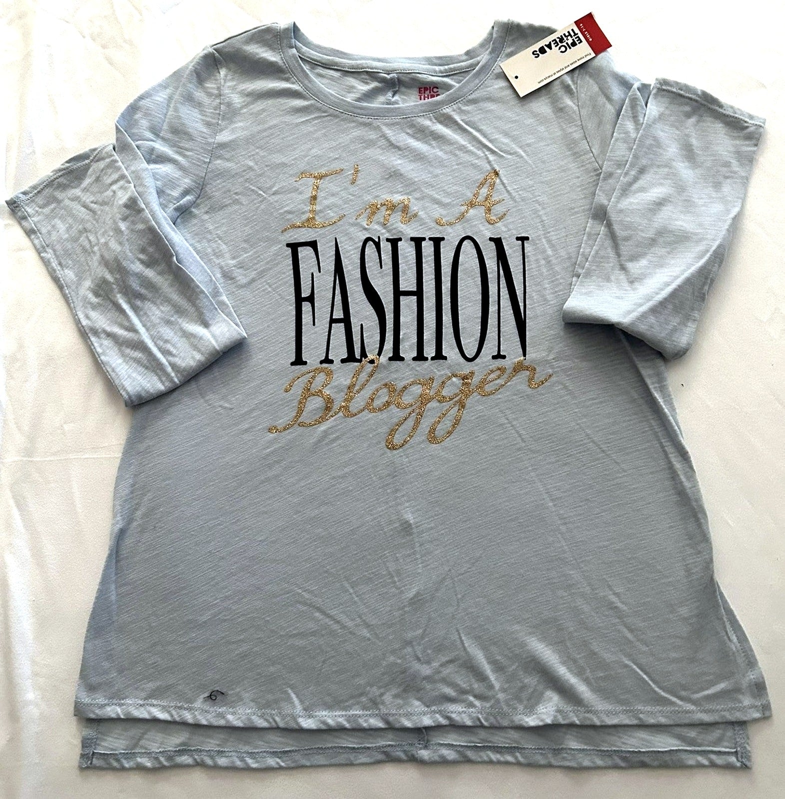 Epic Threads Graphic-Print T-Shirt, Big Girl Dusty Blue XL