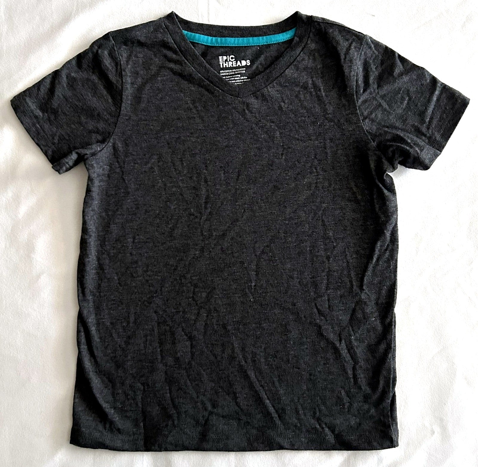 Epic Threads Little Boys V-Neck Tee Scarf Turquoise 4, Charcoal Heather 5