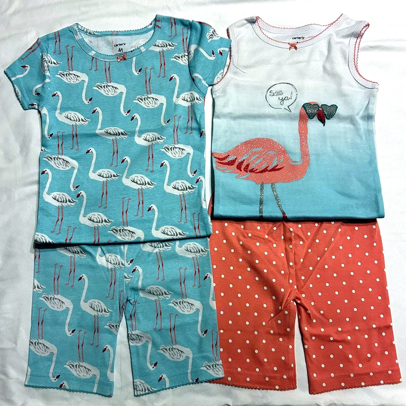 Carters 4-Pc. Little Girls Flamingos Shorts Tank TOP T-Shirt Print 4T