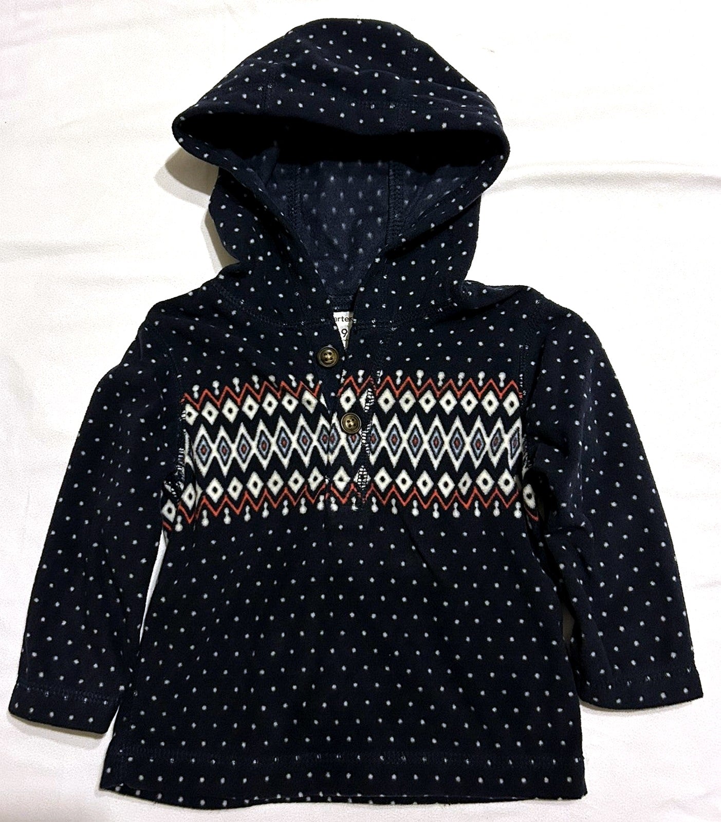 Carters Baby Hoodie  Navy Print 9 months