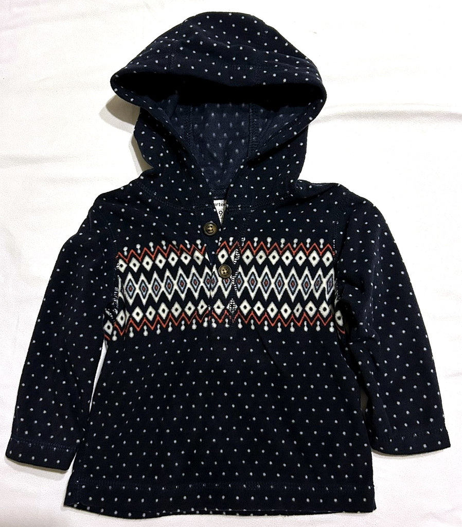 Carters Baby Hoodie  Navy Print 9 months - enhanced marketplace main image