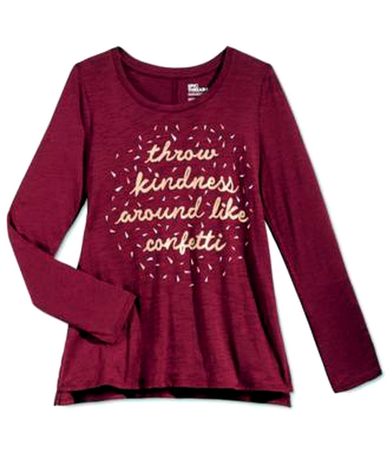 Epic Threads Girls Graphic-Print T-Shirt Beet Red M kindness