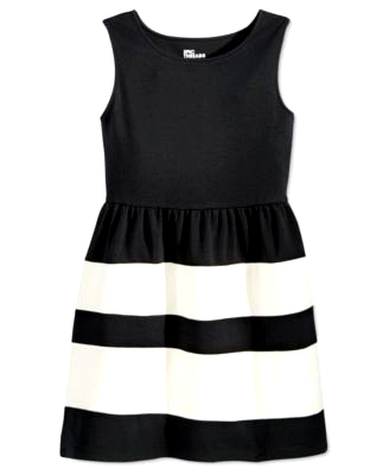 Epic Threads Girls Striped Sleeveless Dress Deep Black M