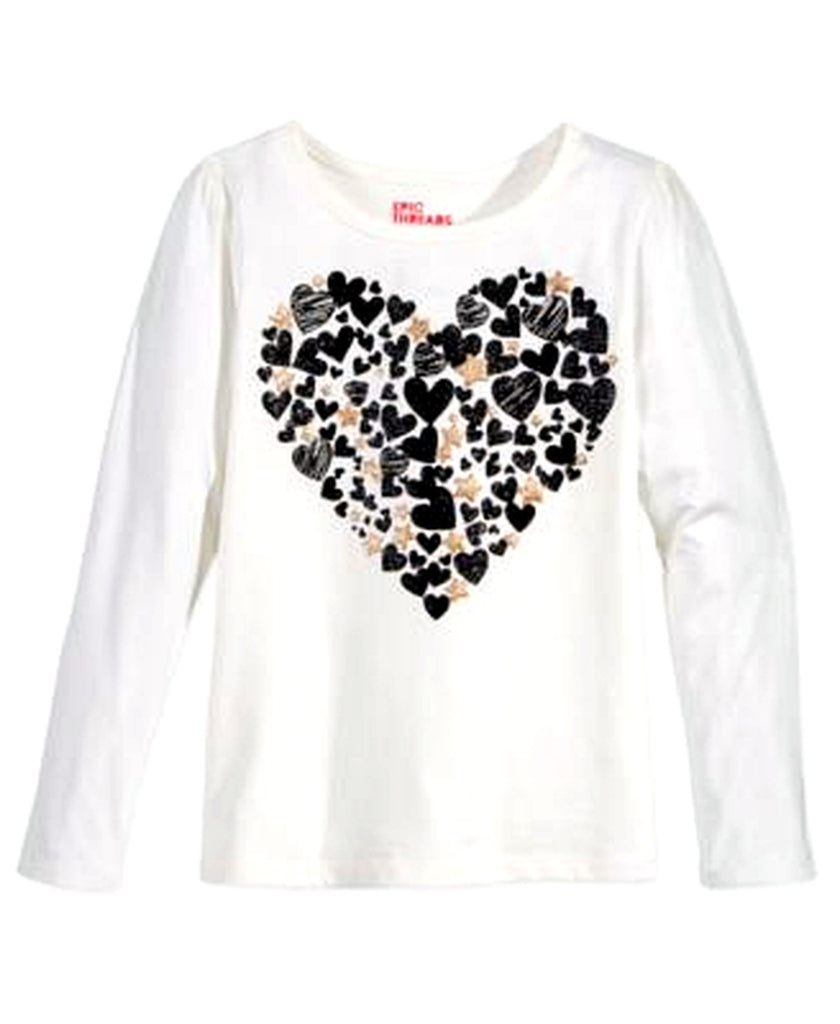 Epic Threads Little Girls Graphic-Print  Long-Sleeve T-Shirt Holiday Ivory 4T - enhanced marketplace main image