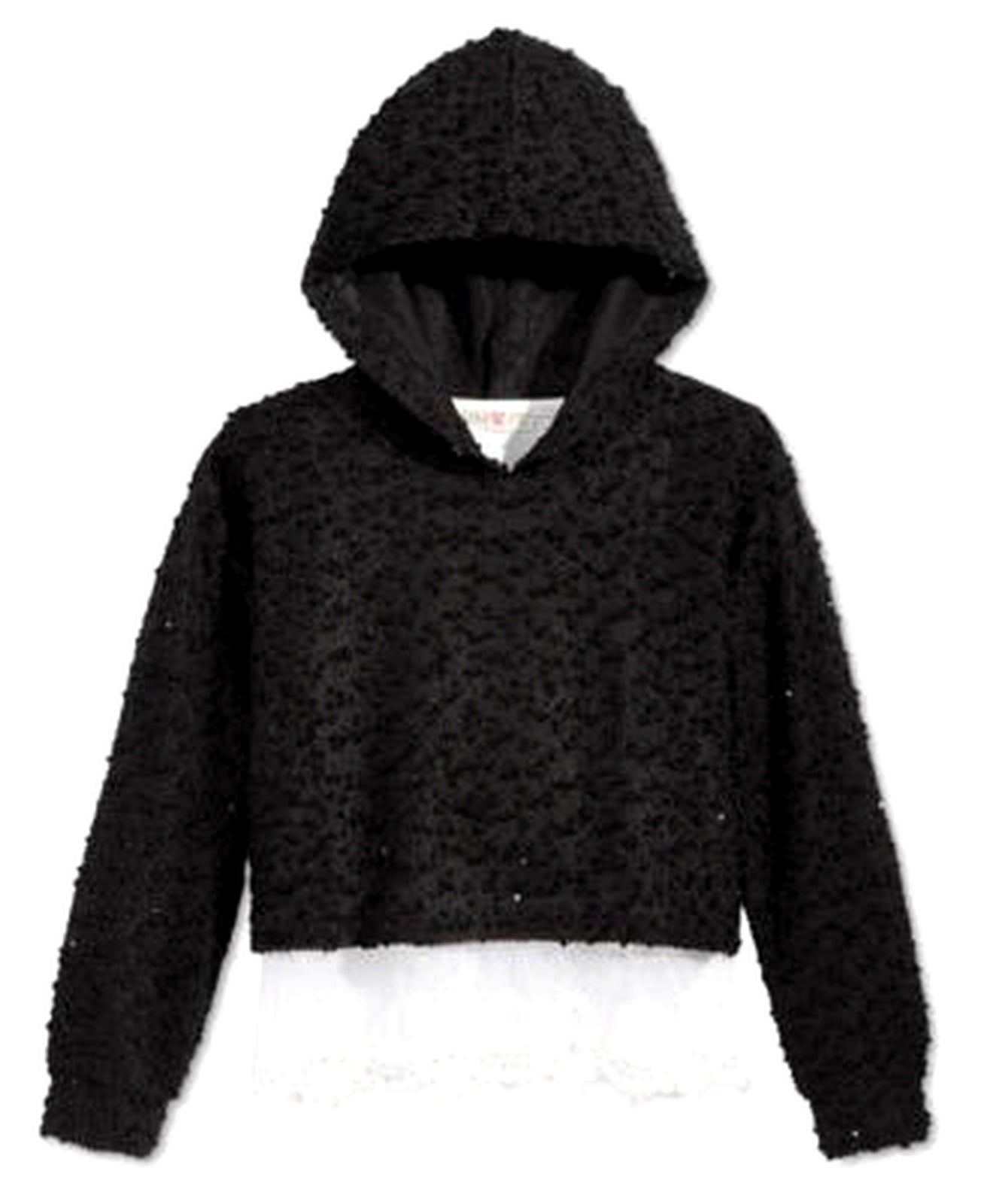 Kandy Kiss 2-PC Lace-Trim Hooded Top, Big Girl Black M