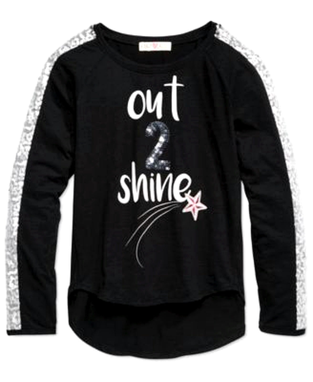 Kandy Kiss Long-Sleeve Sequin T-Shirt, Bi Black XL