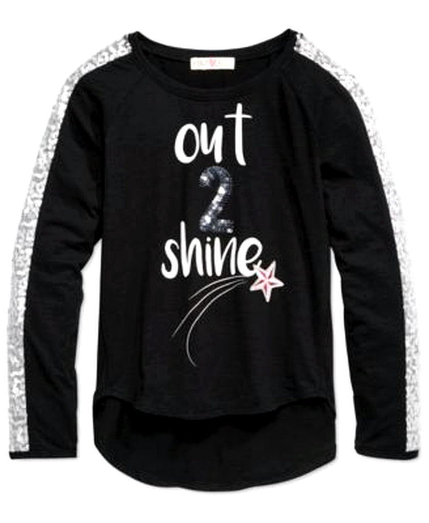 Kandy Kiss Long-Sleeve Sequin T-Shirt, Bi Black XL - enhanced marketplace main image