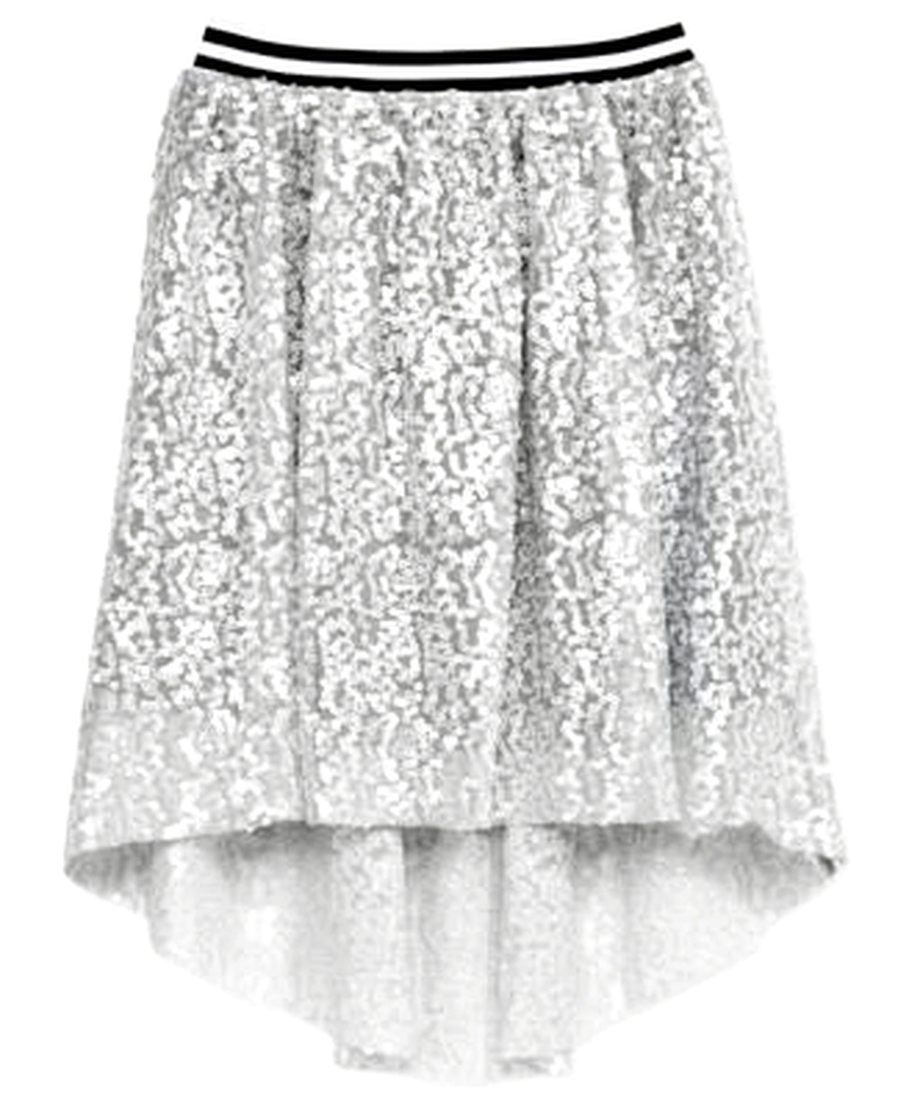 Kandy Kiss Sequined High-Low Skirt, Big G Silver XL