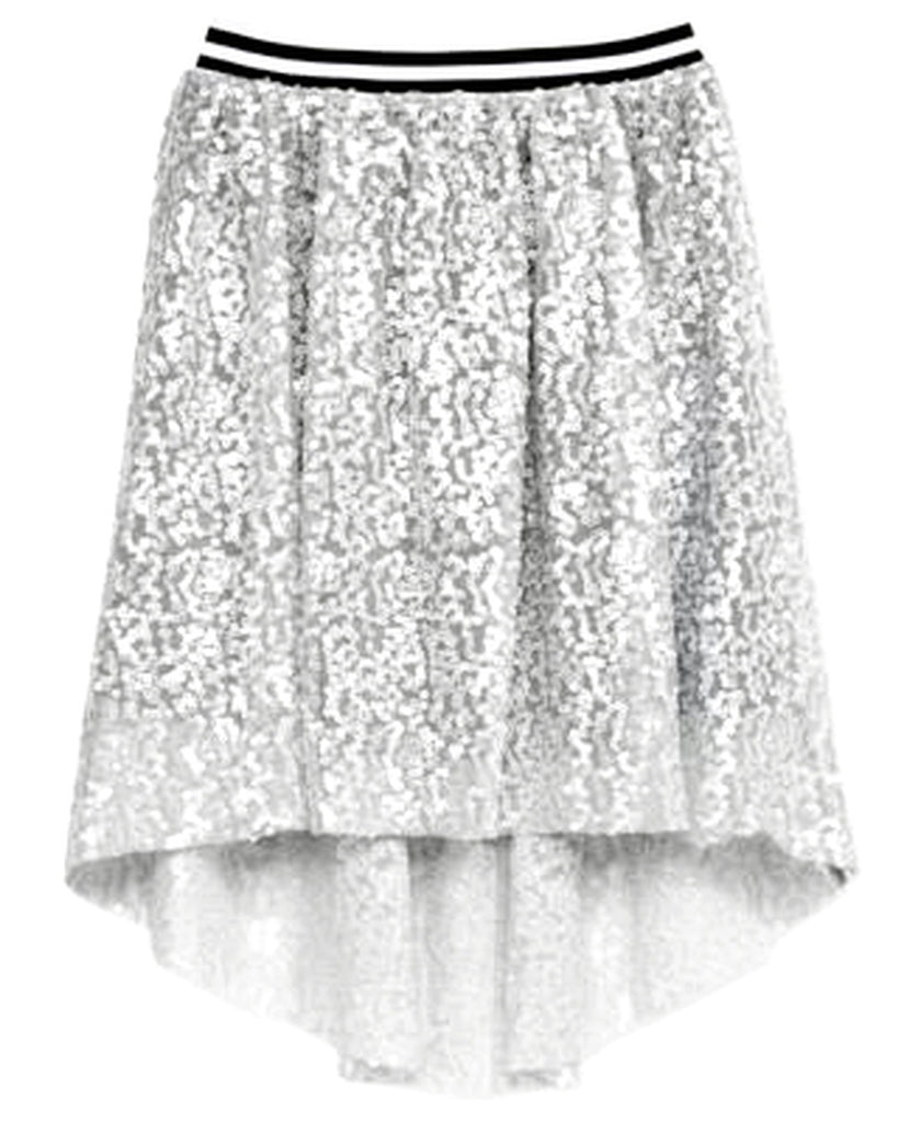 Kandy Kiss Sequined High-Low Skirt, Big G Silver XL - enhanced marketplace main image