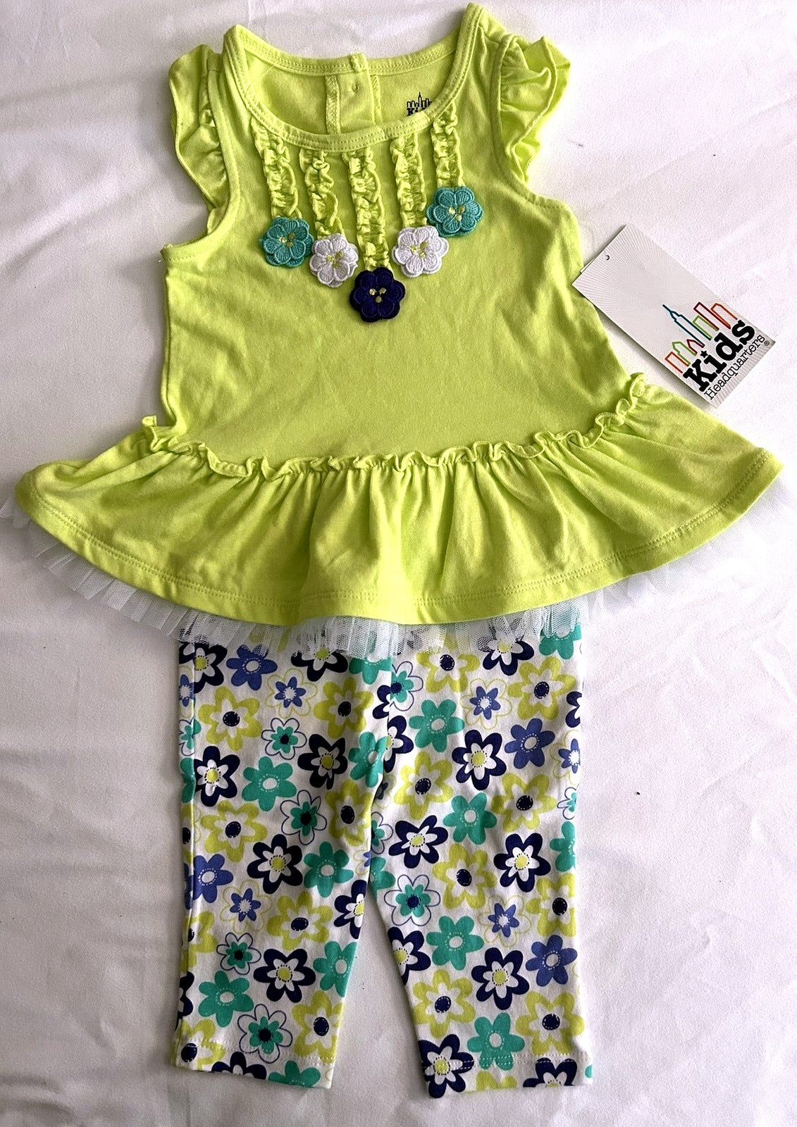 Kids Headquarters 2-Pc. Tunic Capri Leggings S Lime 18 months