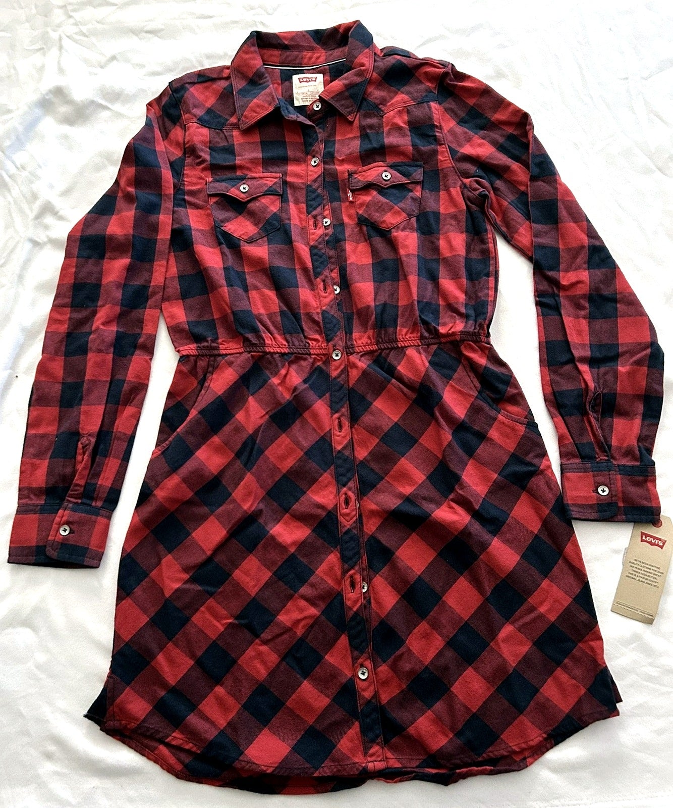 Levi's Girls Open Road Denim Dress Flash Red L