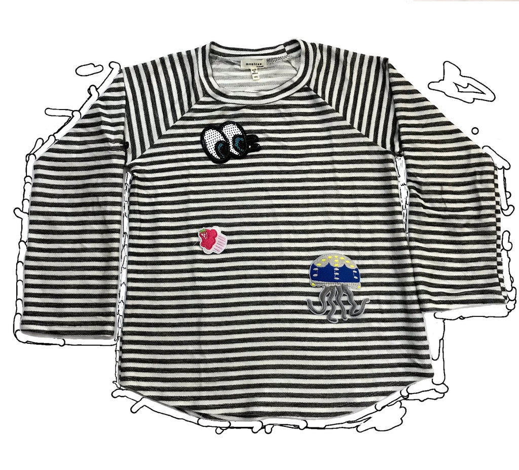 Monteau Stripe 34-Sleeve Top - enhanced marketplace main image