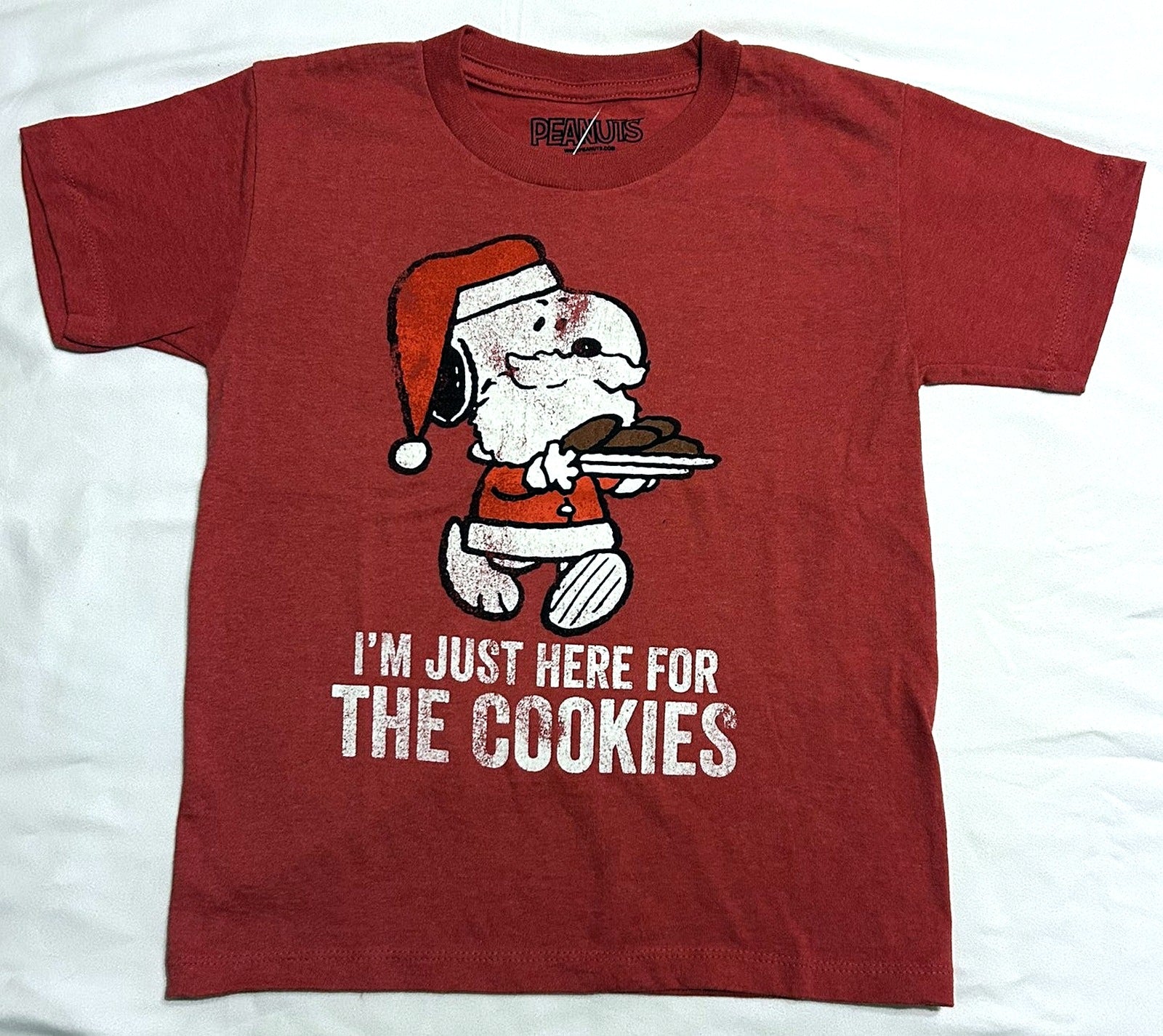 Peanuts I am Just Here For Cookies Snoopy T-Shirt, Red 6