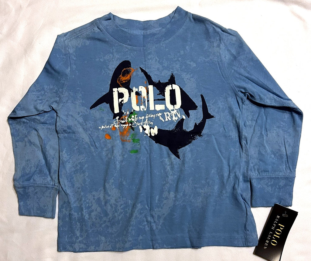 Ralph Lauren Graphic-Print Long-Sleeve T-Shirt Riviera Blue 2/2T - enhanced marketplace main image
