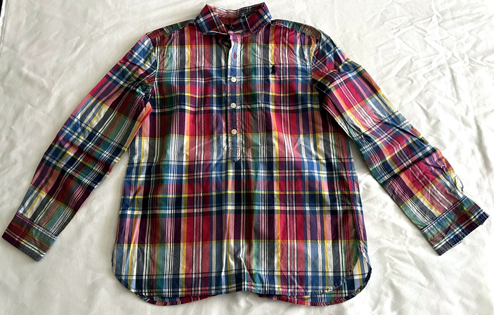 Ralph Lauren Poplin Shirt, Toddler Girls Red Blue Multi 6