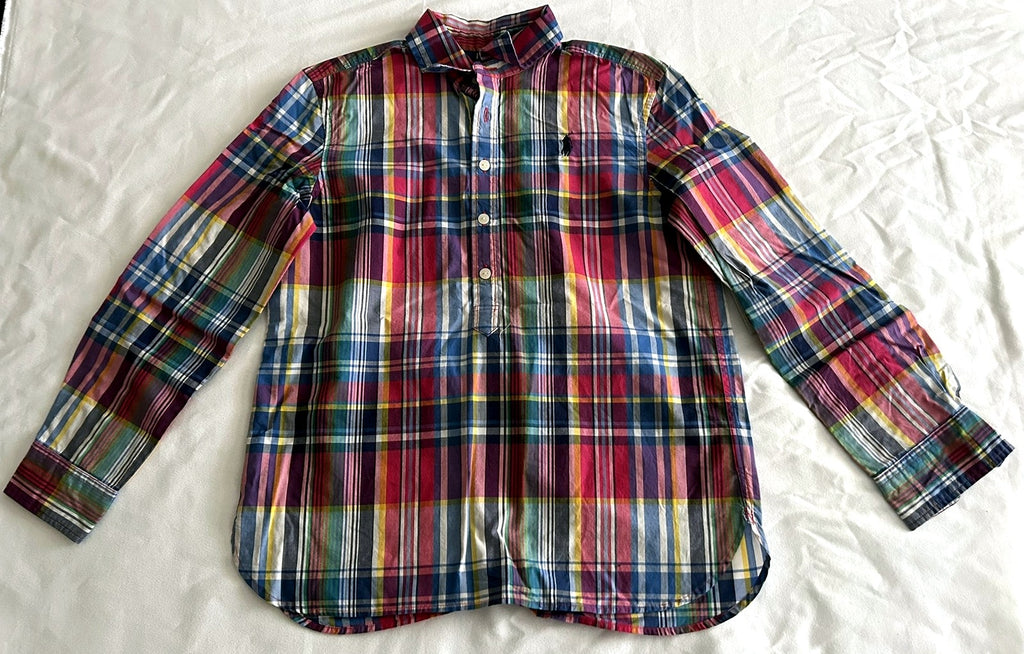 Ralph Lauren Poplin Shirt, Toddler Girls Red Blue Multi 6 - enhanced marketplace main image
