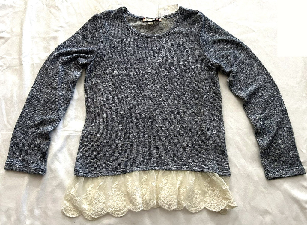 Speechless Hacci Lace Top, Big Girls 8 Light Gray M - enhanced marketplace main image