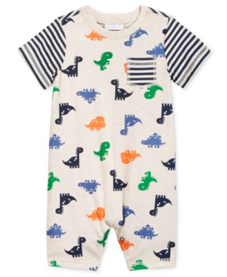 First Impressions Dinosaurs Stripes Sunsuit, B Baby Blue Heather 18 months