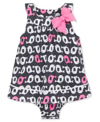 First Impressions Baby Girls Bird-Print Sunsuit Black Shadow 3-6 months