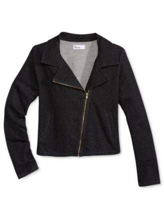 Epic Threads Girls Denim-Look Moto Jacket Black M