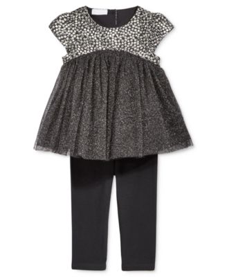 First Impressions 2-Pc. Brocade Tulle Tunic Le Deep Black 12 months