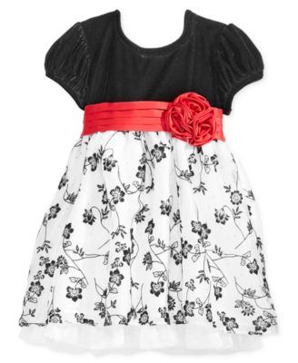 Bonnie Baby Baby Girls Velvet Floral-Pr Black 12 months