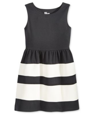 Epic Threads Girls Striped Sleeveless Dress Deep Black M