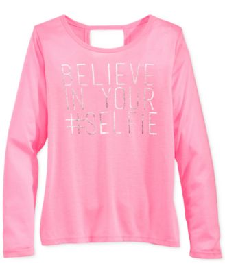 Ideology Girls Graphic-Print T-Shirt Pink Hustle M