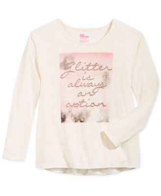 Epic Threads Graphic-Print T-Shirt, Big Girl Glitter Ivory L