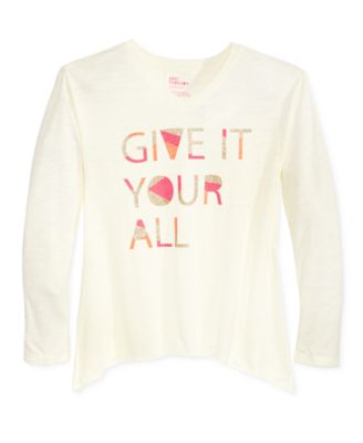 Epic Threads Graphic-Print T-Shirt, Big Girl Holiday Ivory L