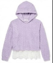 Kandy Kiss 2-PC Lace-Trim Hooded Top, Big Girl Lavender L