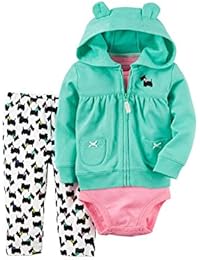Carters Baby Girls 3-Pc. Hooded , green, pink, multi 18 months