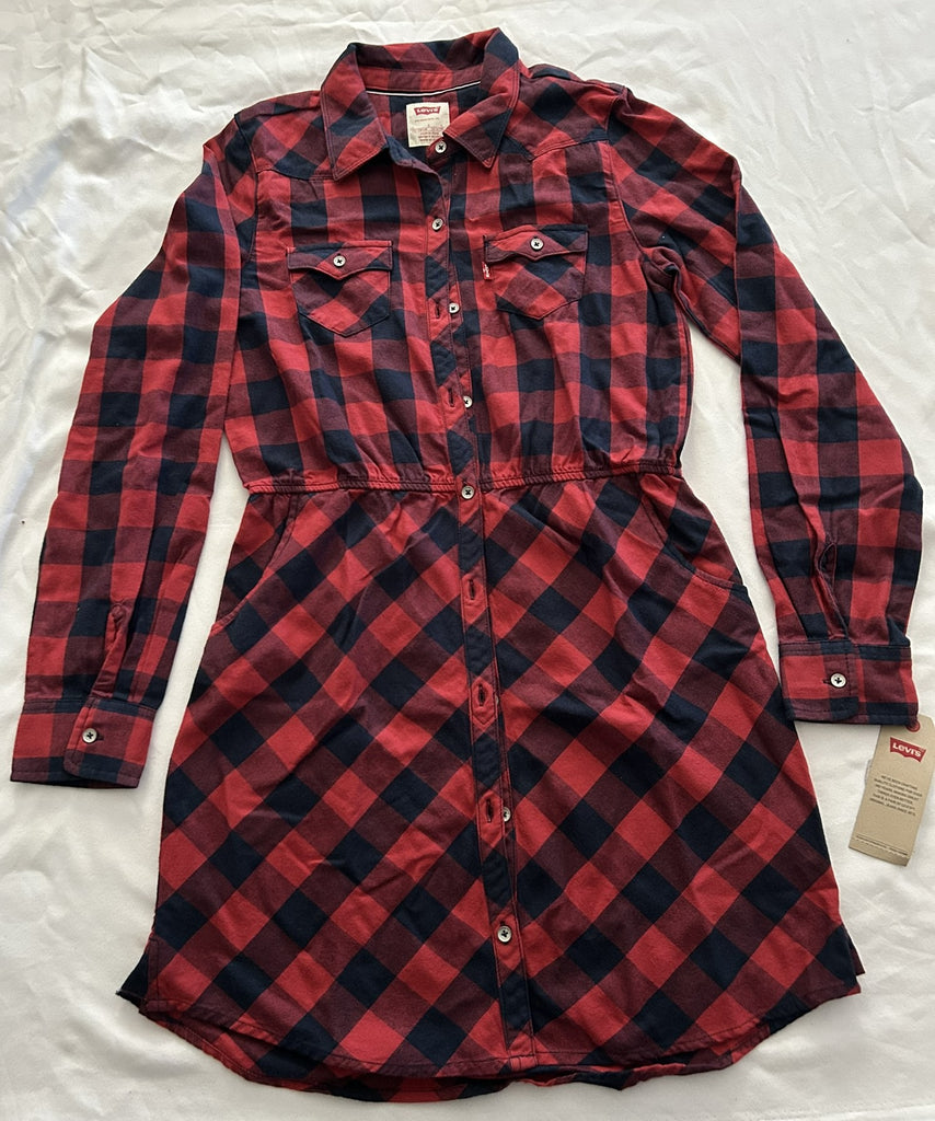 Levi's Girls Open Road Denim Dress Flash Red L