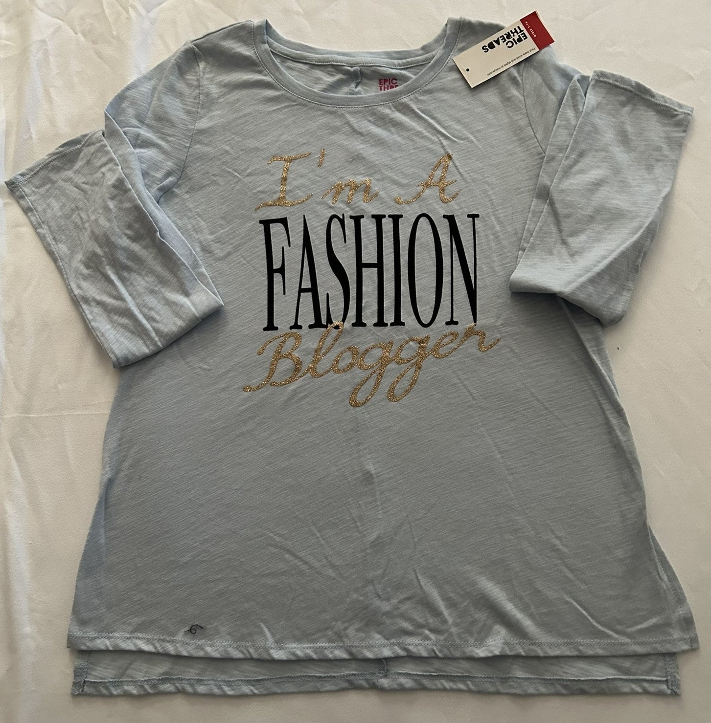 Epic Threads Graphic-Print T-Shirt, Big Girl Dusty Blue XL