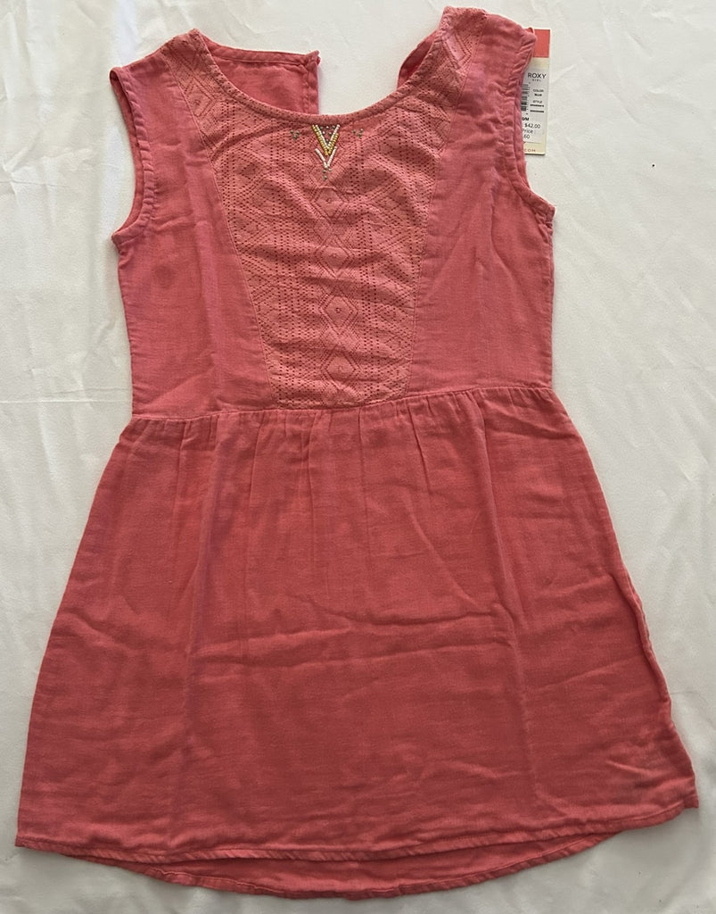 Roxy Striped Romper, Big Girls 7-1 Marshmallow Pink Stripe M