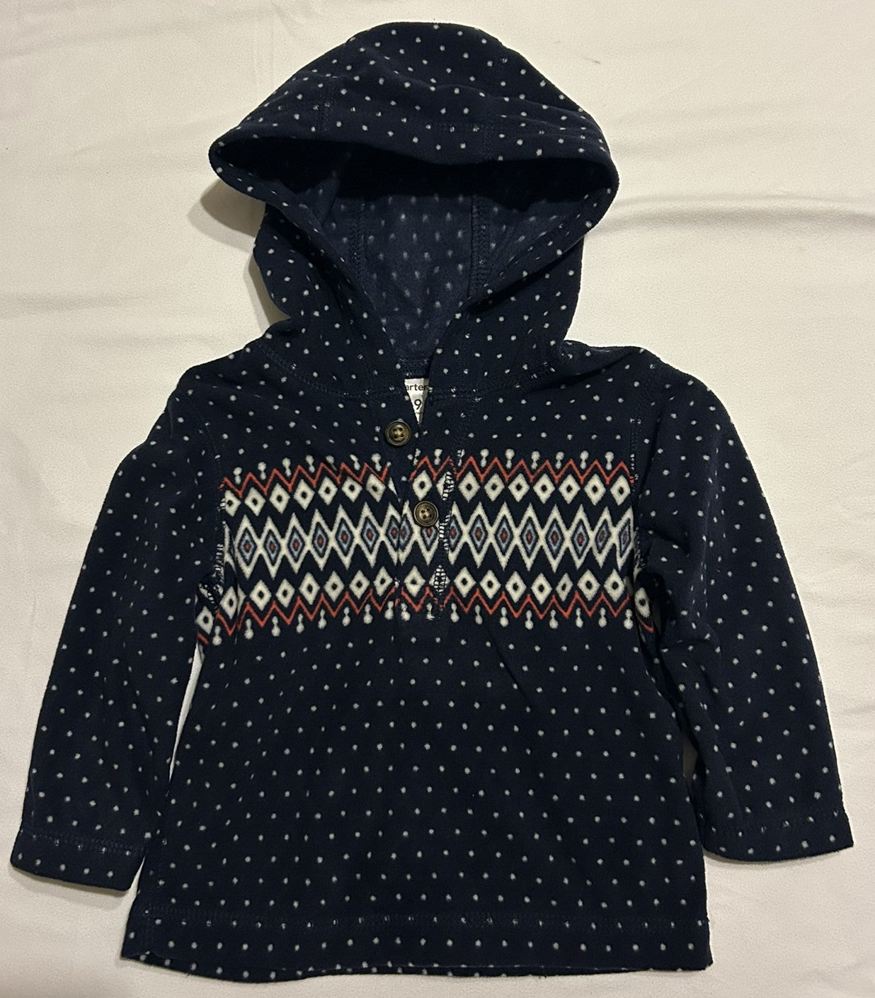 Carters Baby Hoodie  Navy Print 9 months