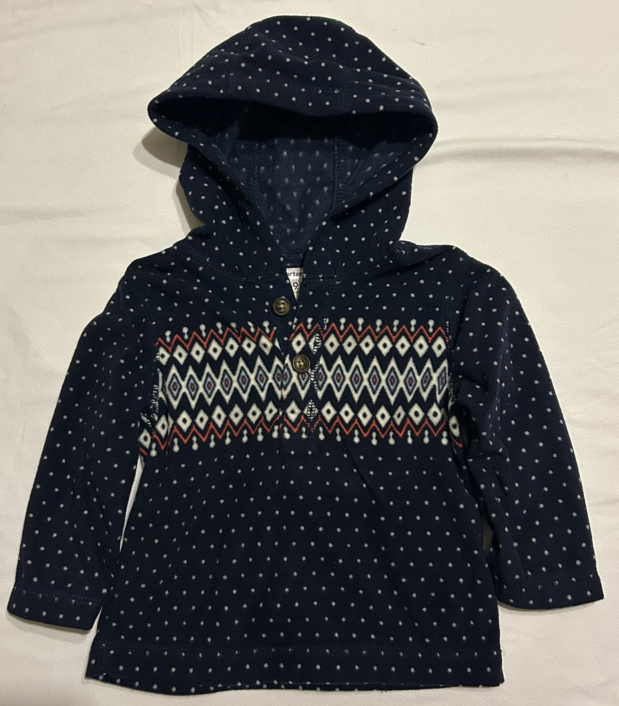 Carters Baby Hoodie  Navy Print 9 months