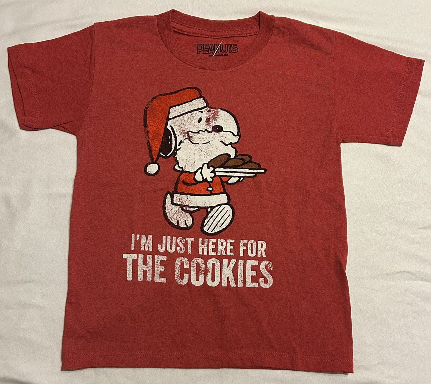 Peanuts I am Just Here For Cookies Snoopy T-Shirt, Red 6