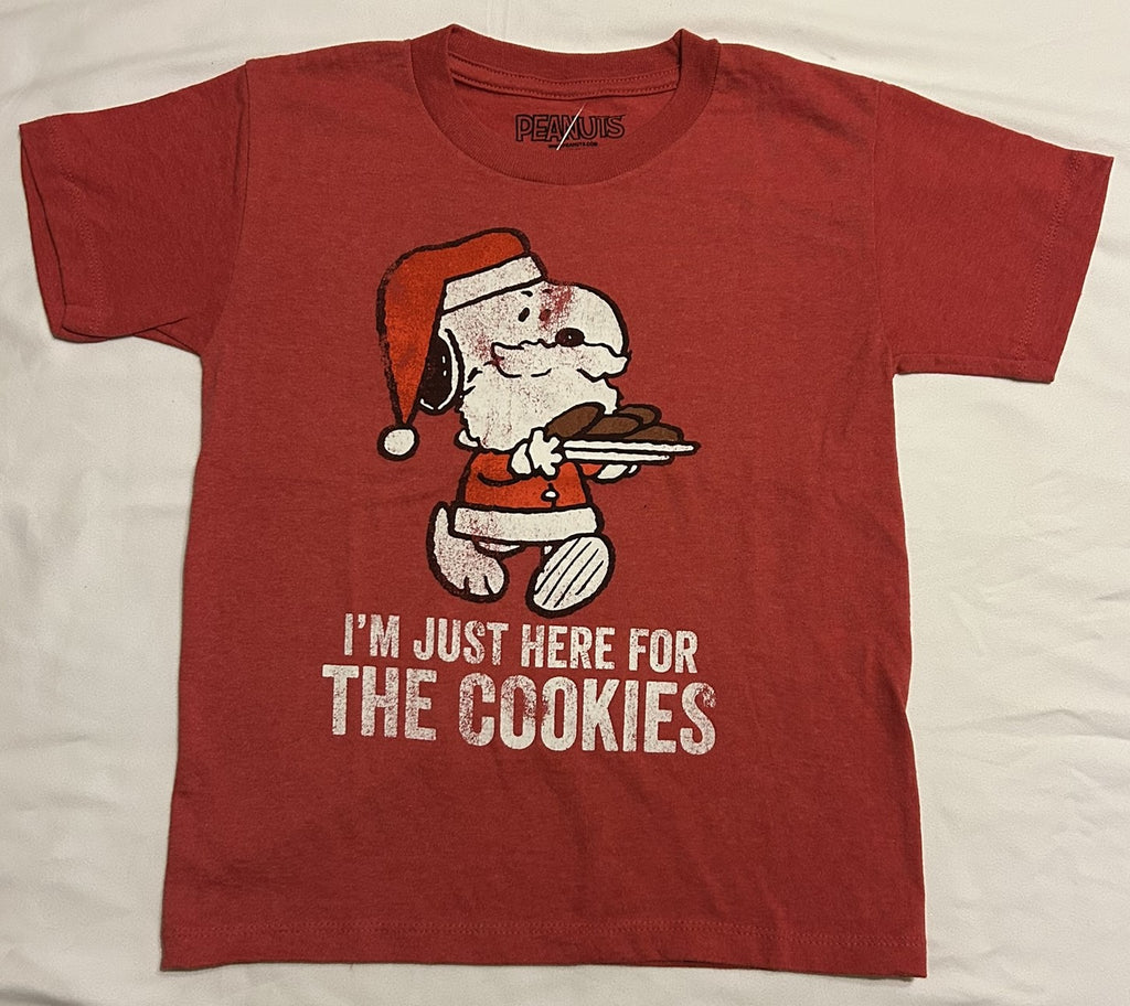 Peanuts I am Just Here For Cookies Snoopy T-Shirt, Red 6
