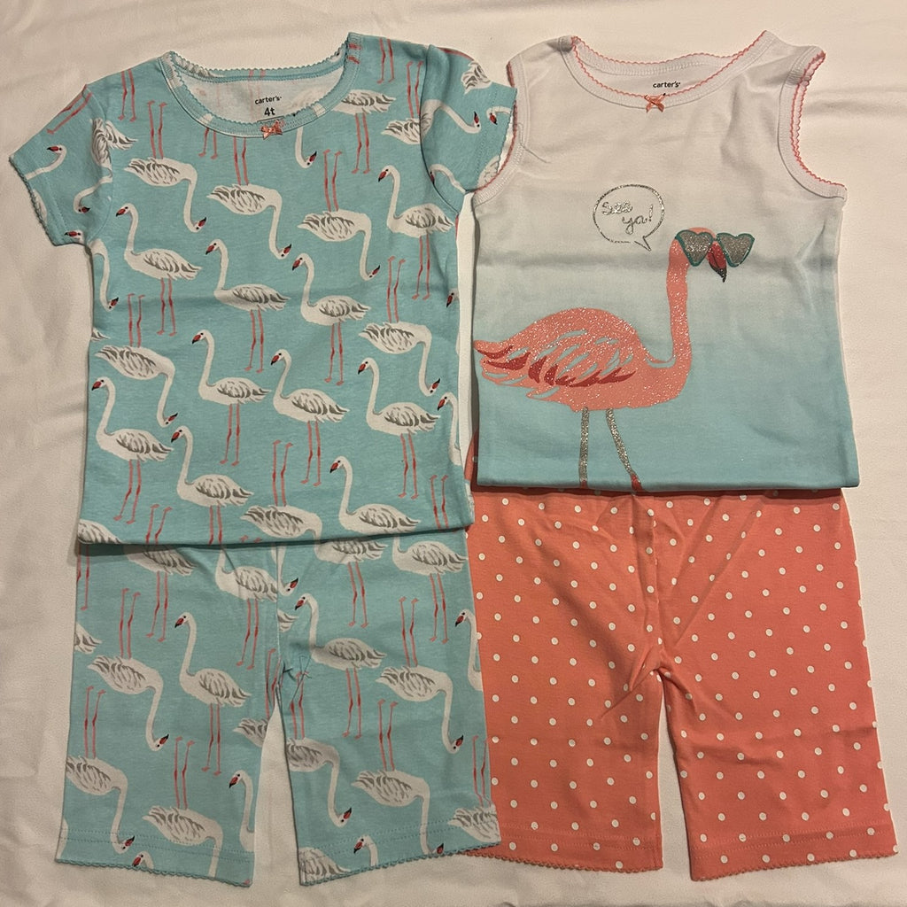 Carters 4-Pc. Little Girls Flamingos Shorts Tank TOP T-Shirt Print 4T