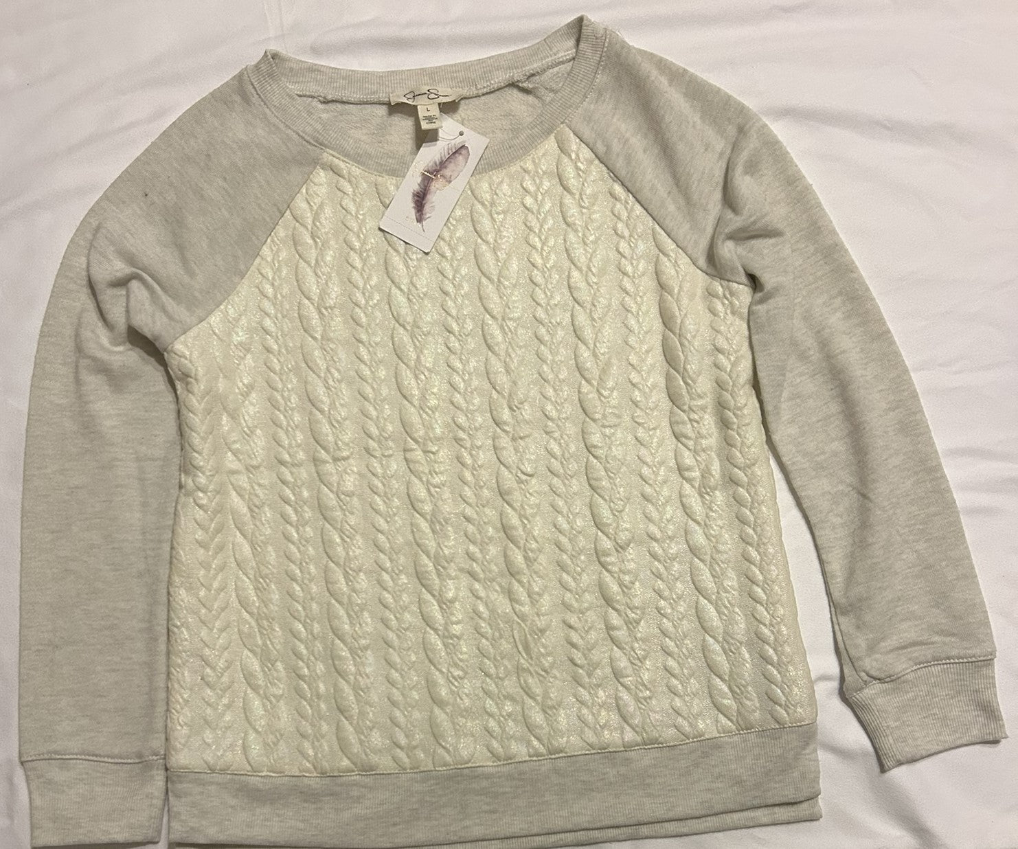 JESSICA SIMPSON META STELLAR JACQUARD SWEATSH White L