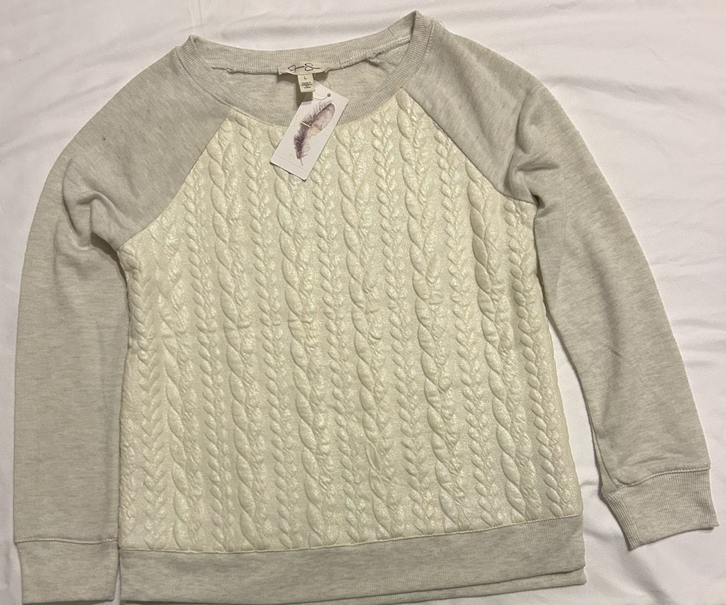 JESSICA SIMPSON META STELLAR JACQUARD SWEATSH White L