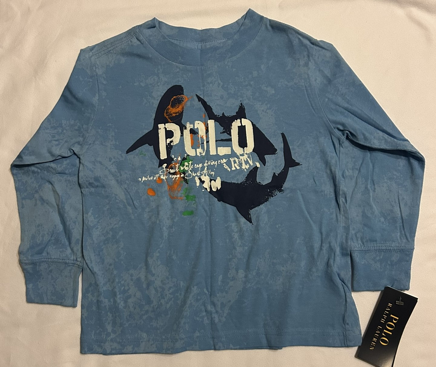 Ralph Lauren Graphic-Print Long-Sleeve T-Shirt Riviera Blue 2/2T