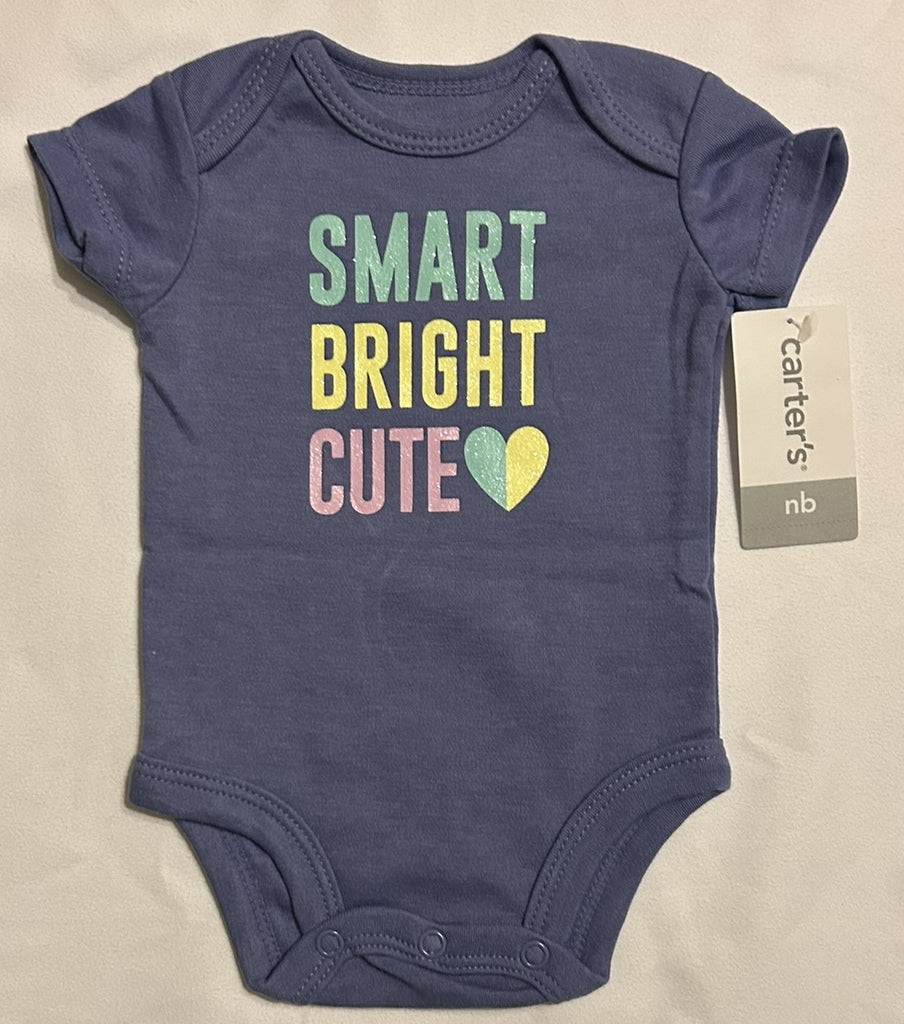 Carters Smart Bright Cute Bodysuit PURPLE Newborn