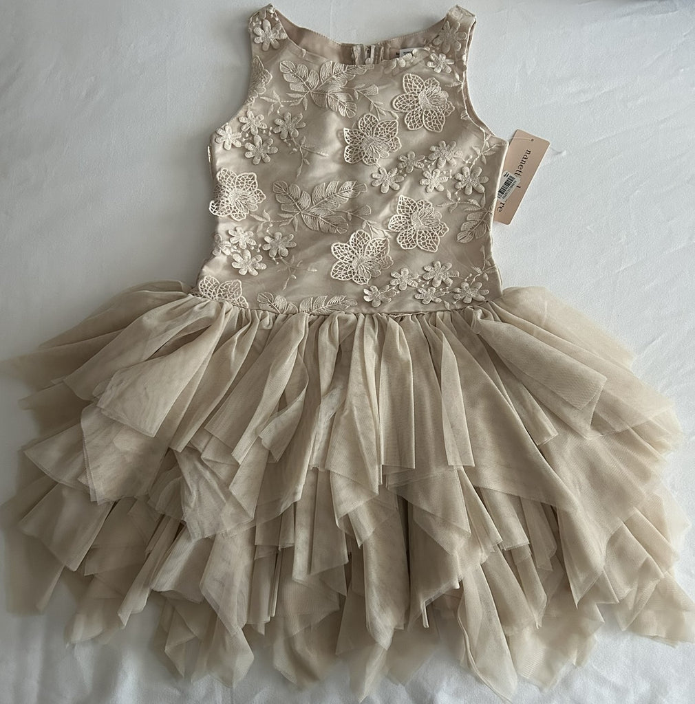 Nanette Lepore Embroidered Ballerina Dress, Gold Tan S (7-8)