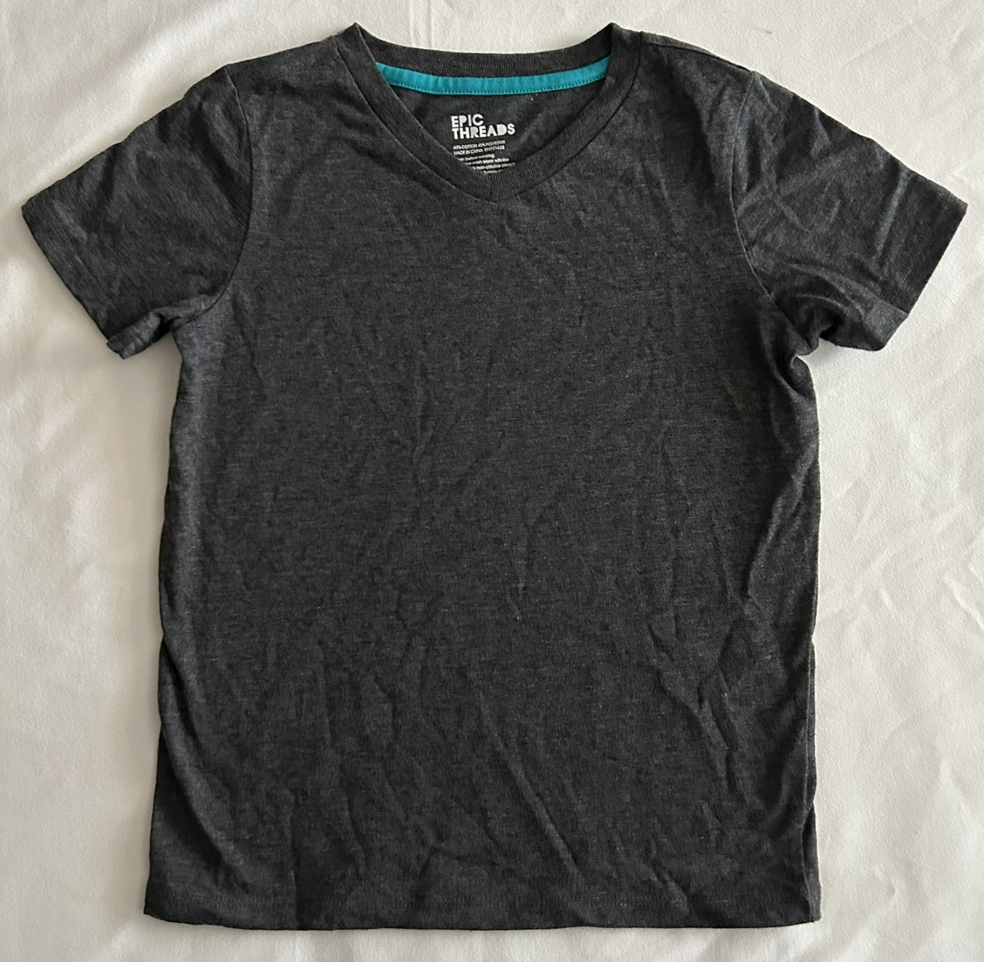 Epic Threads Little Boys V-Neck Tee Scarf Turquoise 4, Charcoal Heather 5