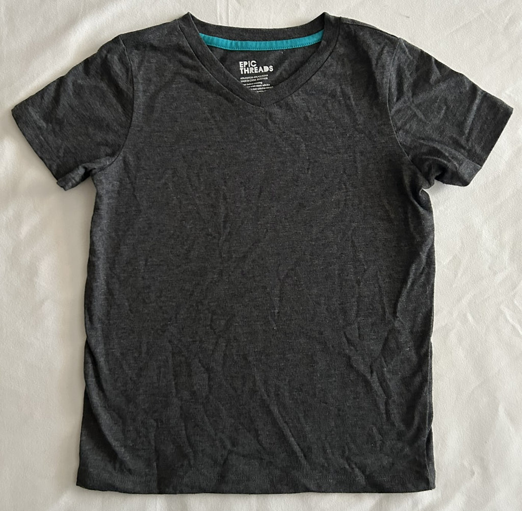 Epic Threads Little Boys V-Neck Tee Scarf Turquoise 4, Charcoal Heather 5