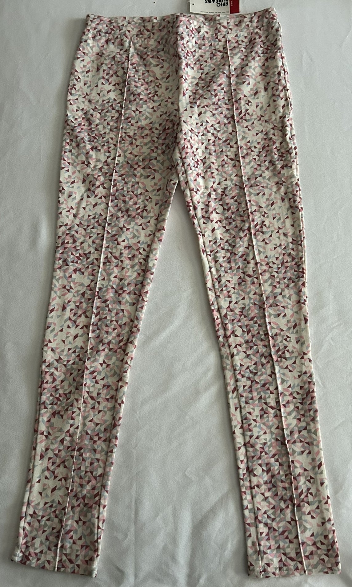 Epic Threads Geo-Print Pintuck Ponte Pants, Holiday Ivory XL