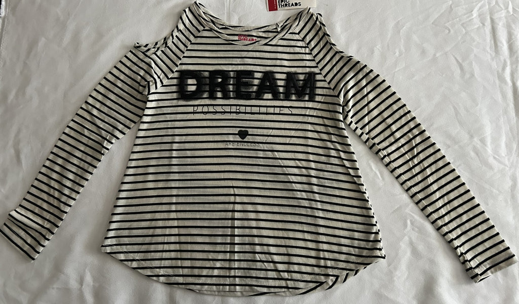 Epic Threads Cold-Shoulder Graphic T-Shirt, Dream Possibilities Ivory S